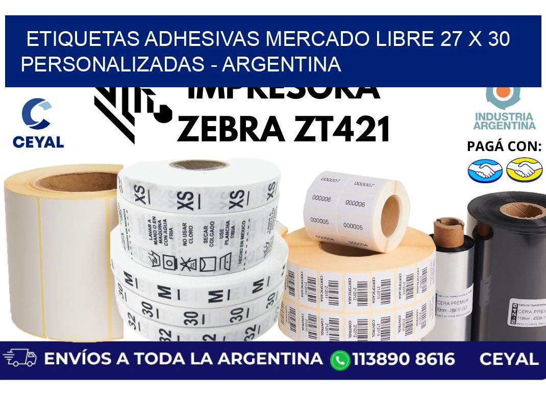 etiquetas adhesivas mercado libre 27 x 30 personalizadas – Argentina