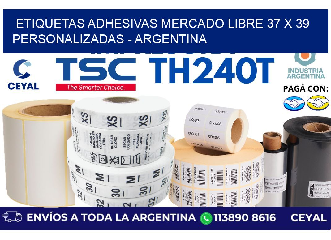 etiquetas adhesivas mercado libre 37 x 39 personalizadas - Argentina