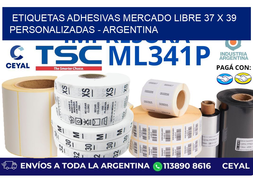 etiquetas adhesivas mercado libre 37 x 39 personalizadas – Argentina