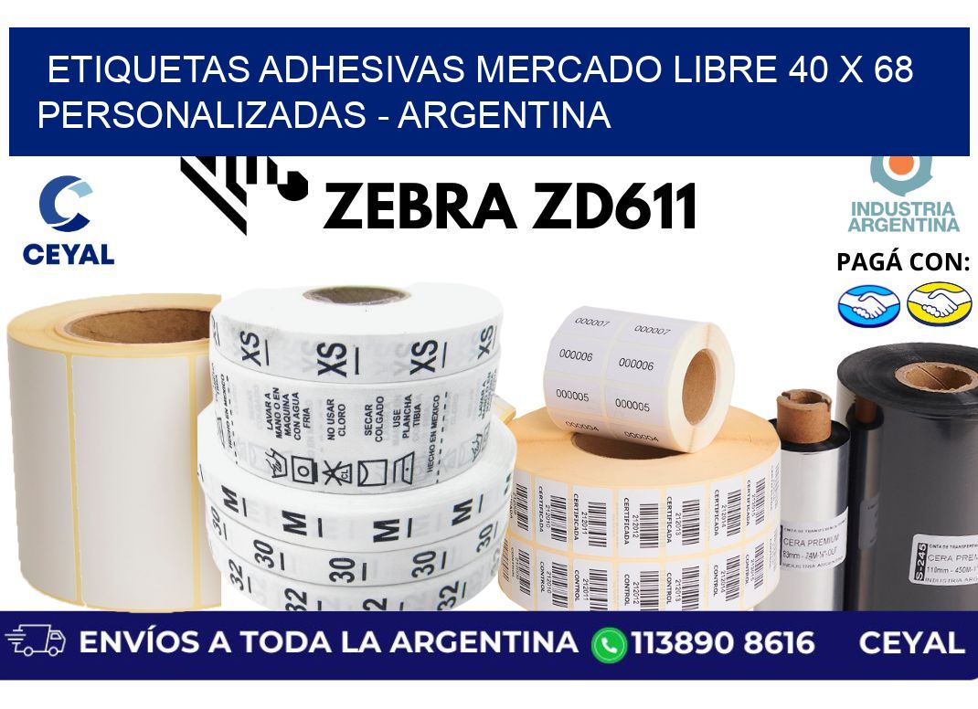 etiquetas adhesivas mercado libre 40 x 68 personalizadas - Argentina