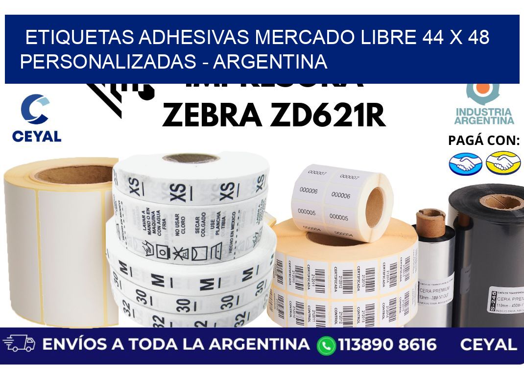 etiquetas adhesivas mercado libre 44 x 48 personalizadas – Argentina