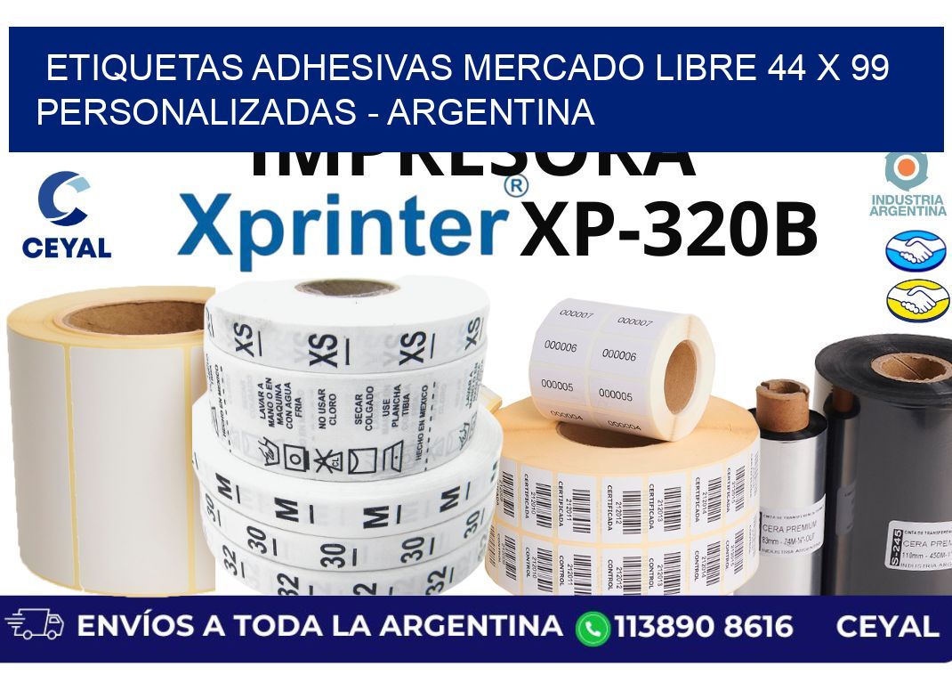 etiquetas adhesivas mercado libre 44 x 99 personalizadas - Argentina