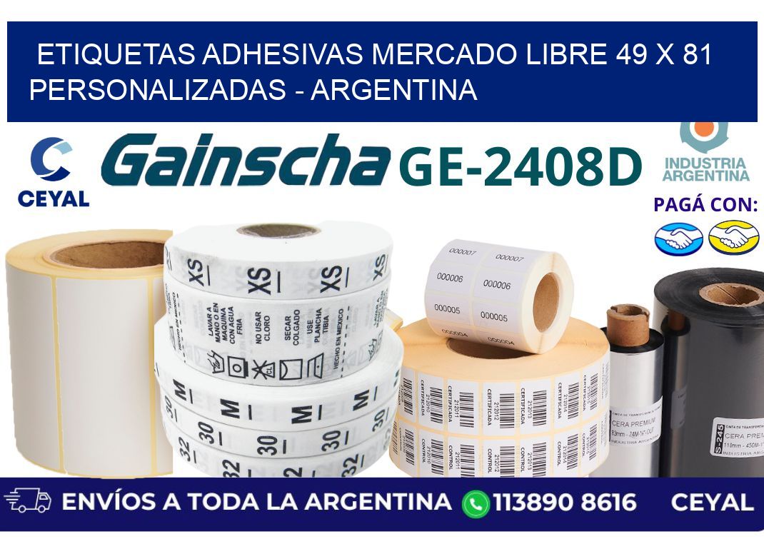 etiquetas adhesivas mercado libre 49 x 81 personalizadas - Argentina