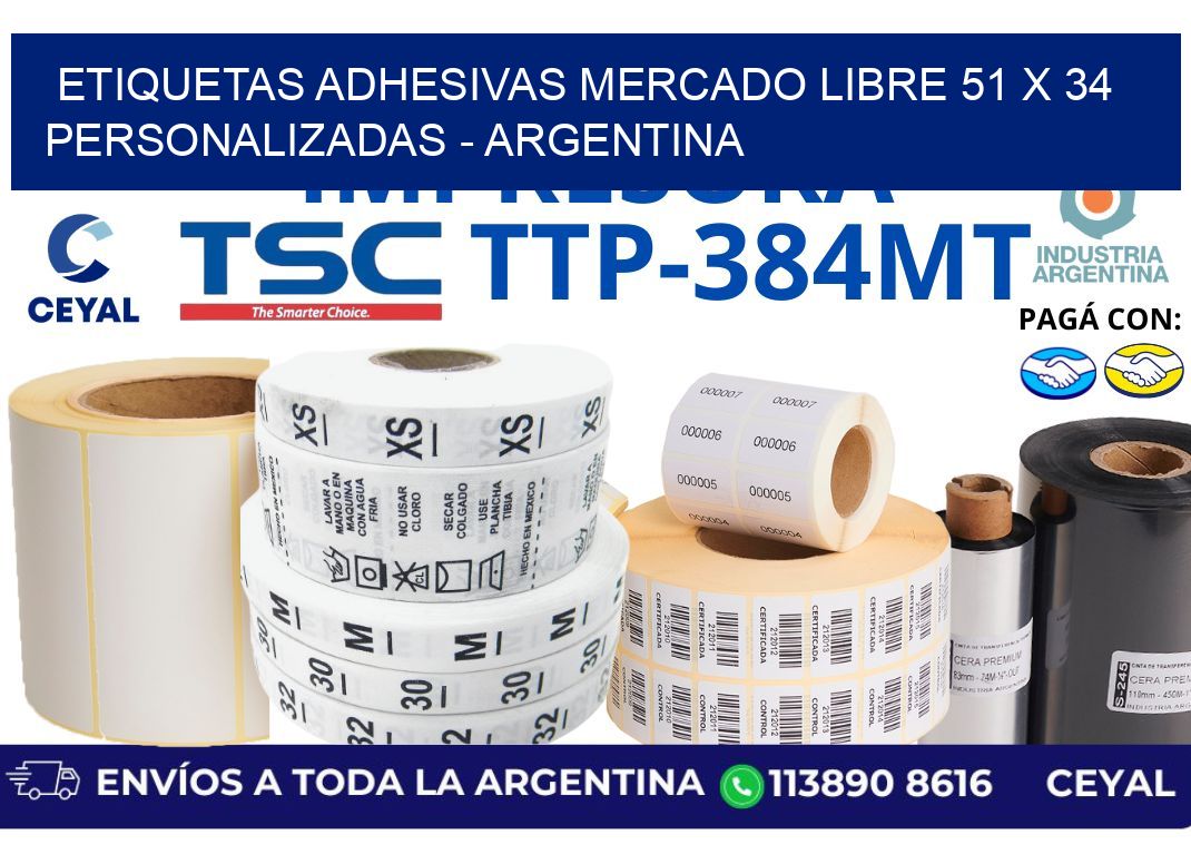 etiquetas adhesivas mercado libre 51 x 34 personalizadas - Argentina