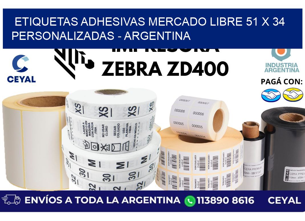 etiquetas adhesivas mercado libre 51 x 34 personalizadas - Argentina