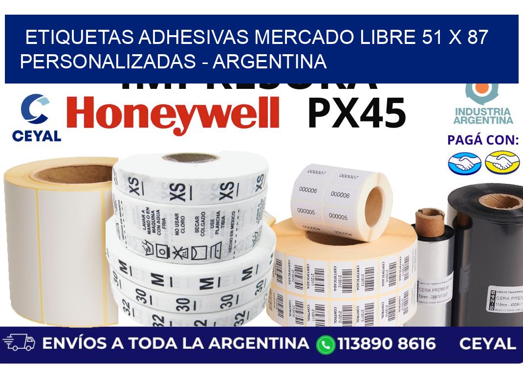 etiquetas adhesivas mercado libre 51 x 87 personalizadas - Argentina