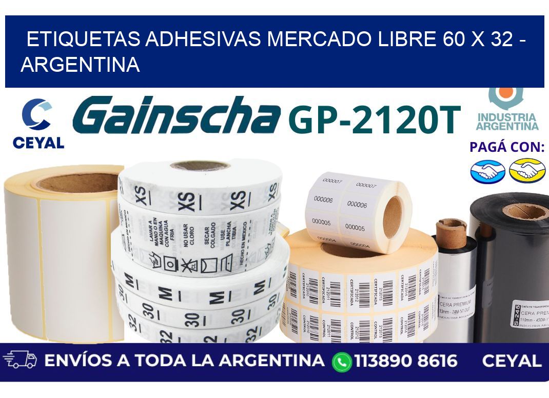 etiquetas adhesivas mercado libre 60 x 32 - Argentina