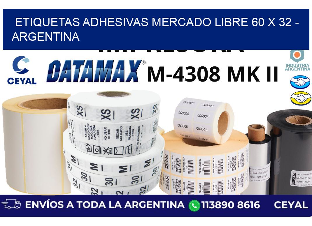 etiquetas adhesivas mercado libre 60 x 32 - Argentina