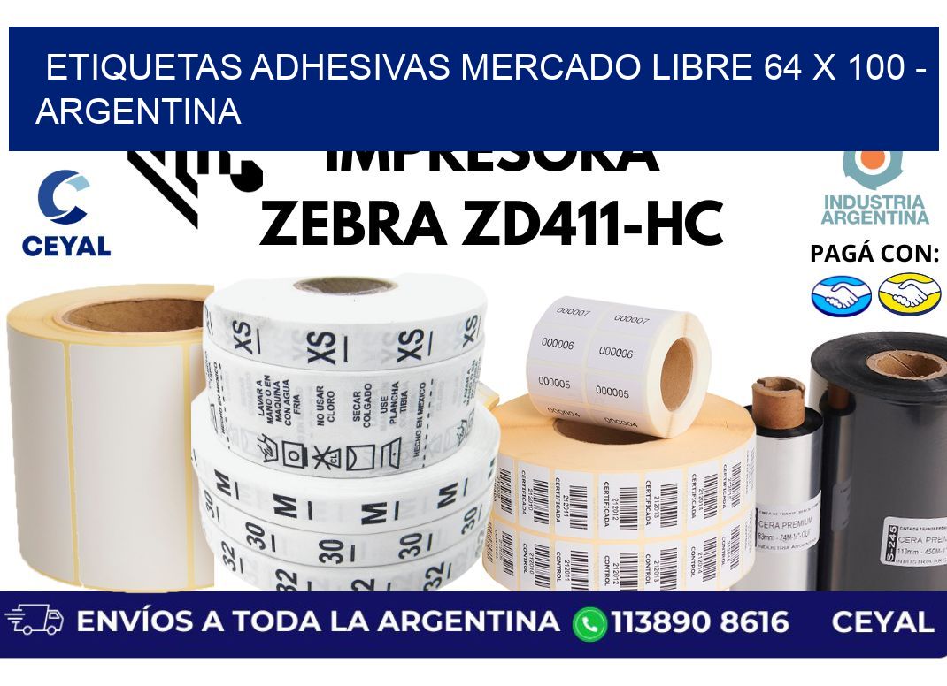 etiquetas adhesivas mercado libre 64 x 100 - Argentina