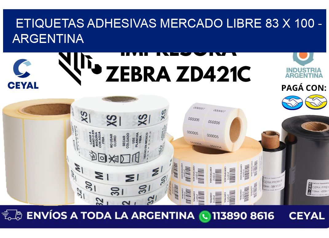 etiquetas adhesivas mercado libre 83 x 100 - Argentina