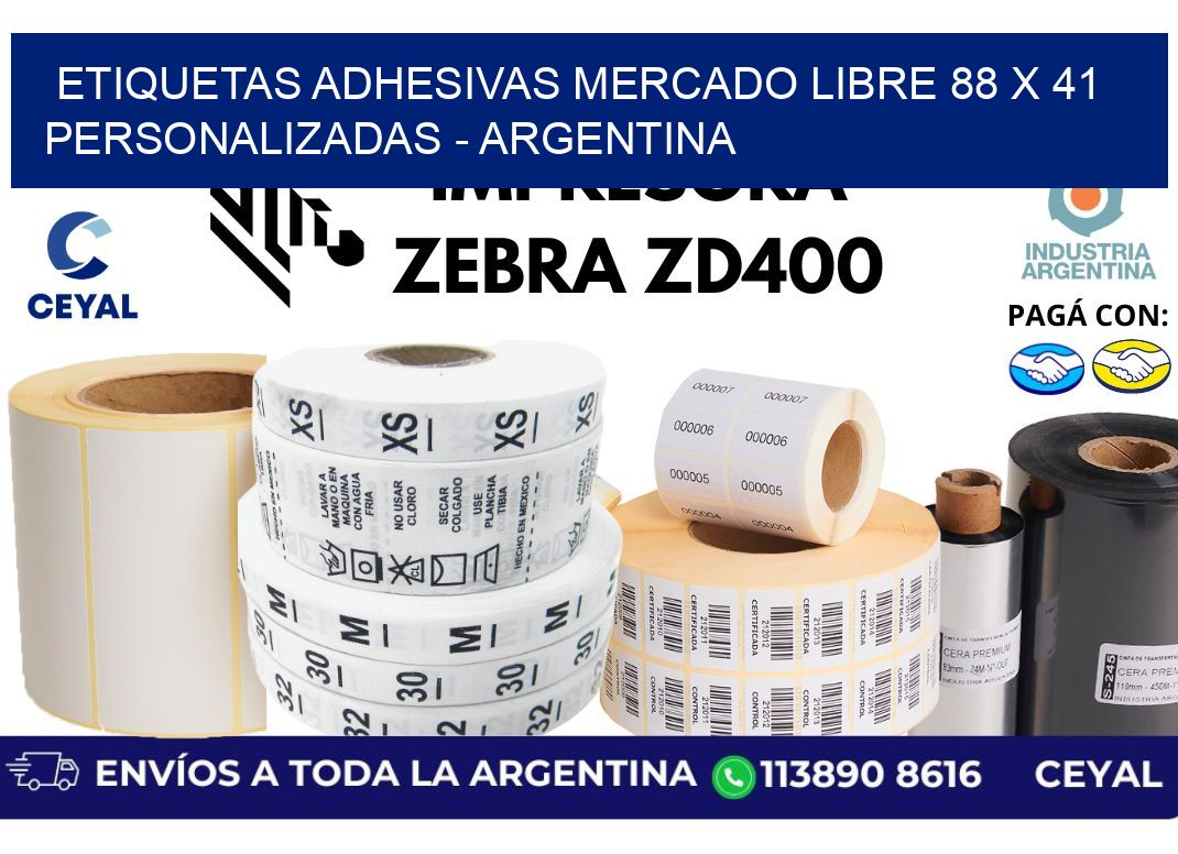 etiquetas adhesivas mercado libre 88 x 41 personalizadas - Argentina