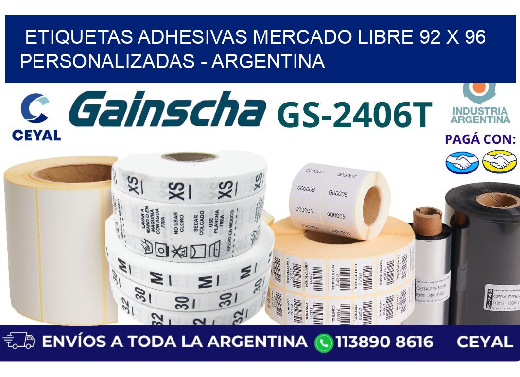etiquetas adhesivas mercado libre 92 x 96 personalizadas - Argentina