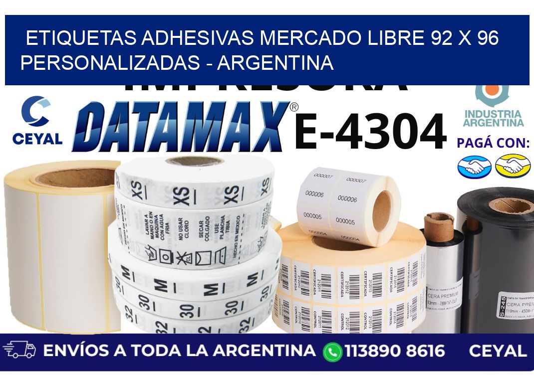 etiquetas adhesivas mercado libre 92 x 96 personalizadas – Argentina