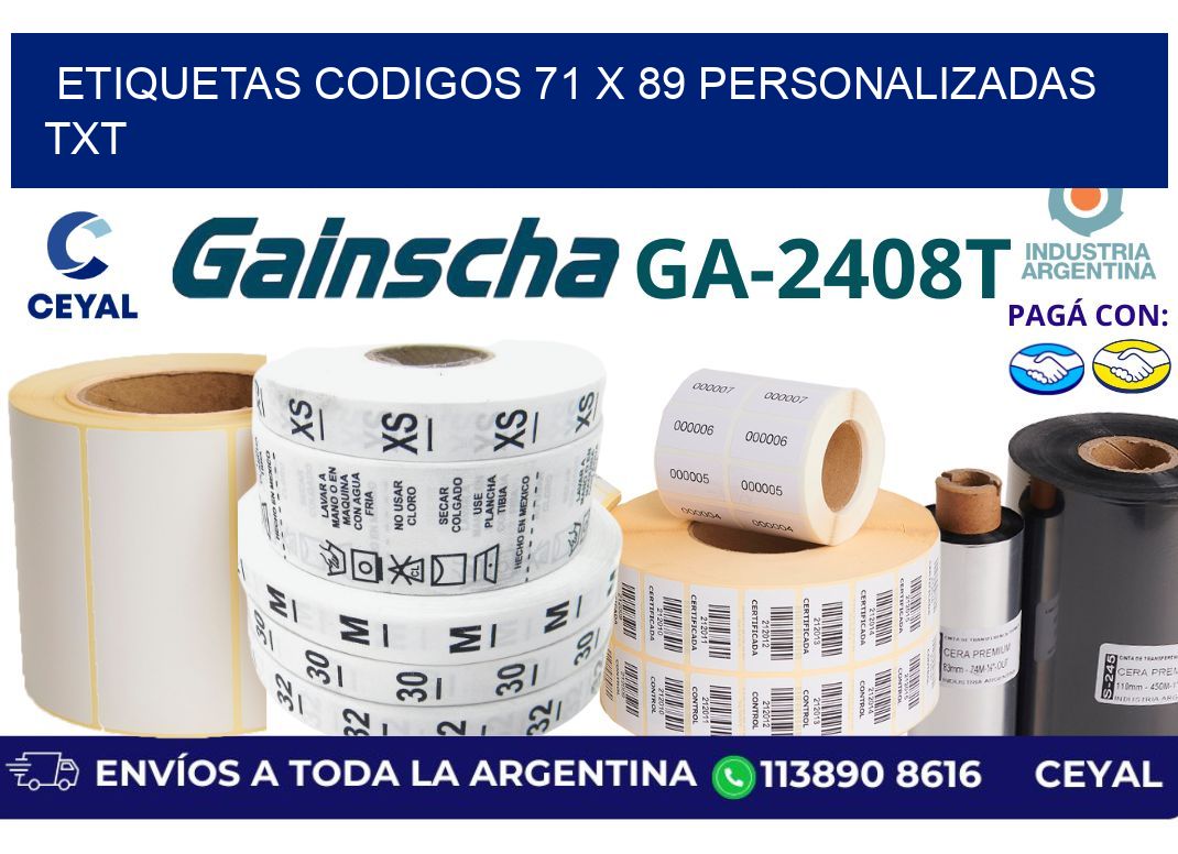etiquetas codigos 71 x 89 personalizadas txt
