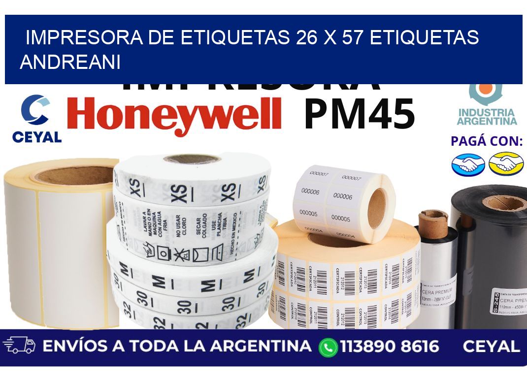 impresora de etiquetas 26 x 57 etiquetas andreani