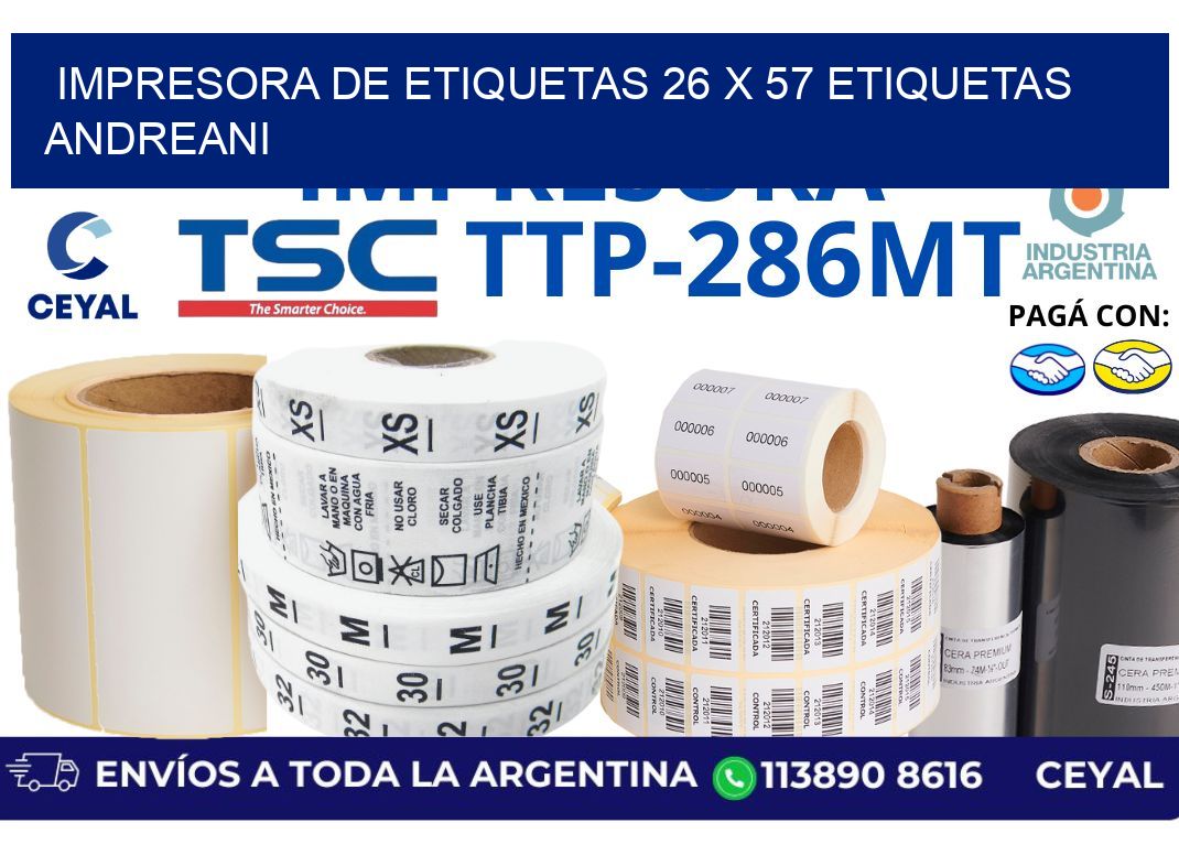 impresora de etiquetas 26 x 57 etiquetas andreani