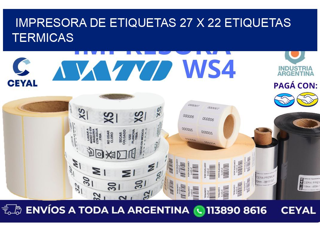impresora de etiquetas 27 x 22 etiquetas termicas