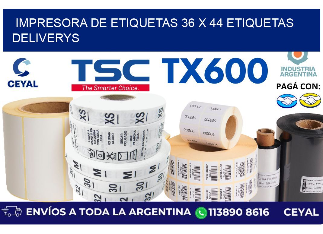 impresora de etiquetas 36 x 44 etiquetas deliverys