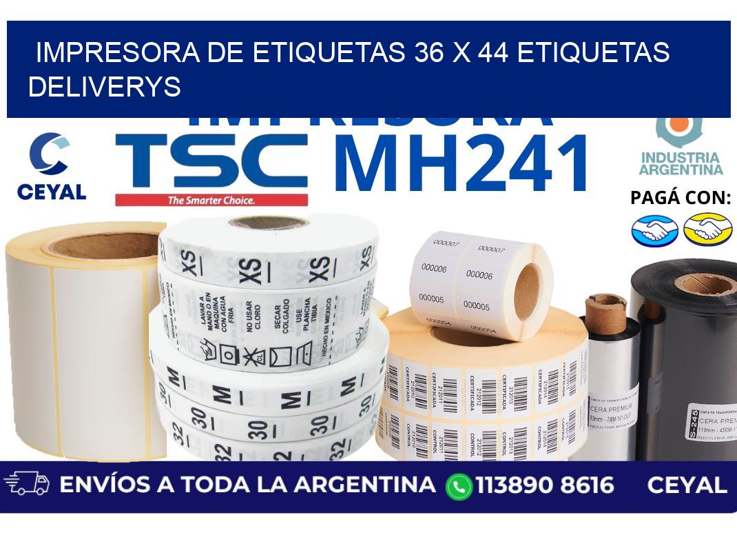impresora de etiquetas 36 x 44 etiquetas deliverys