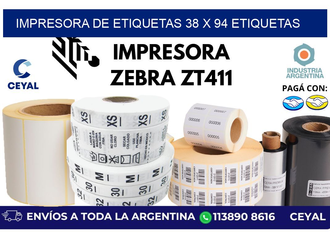 impresora de etiquetas 38 x 94 etiquetas