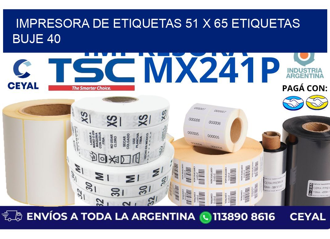 impresora de etiquetas 51 x 65 etiquetas buje 40