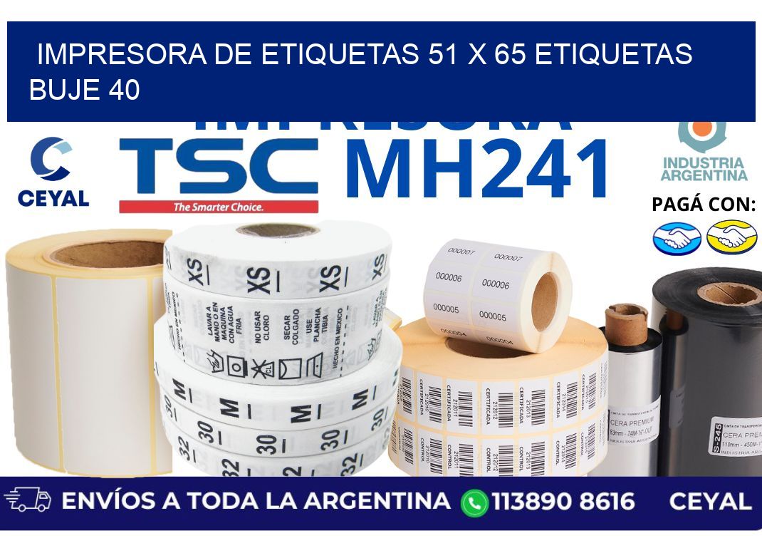 impresora de etiquetas 51 x 65 etiquetas buje 40
