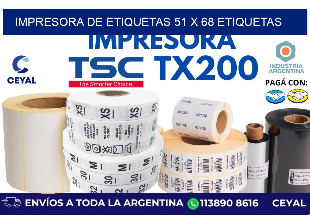 impresora de etiquetas 51 x 68 etiquetas