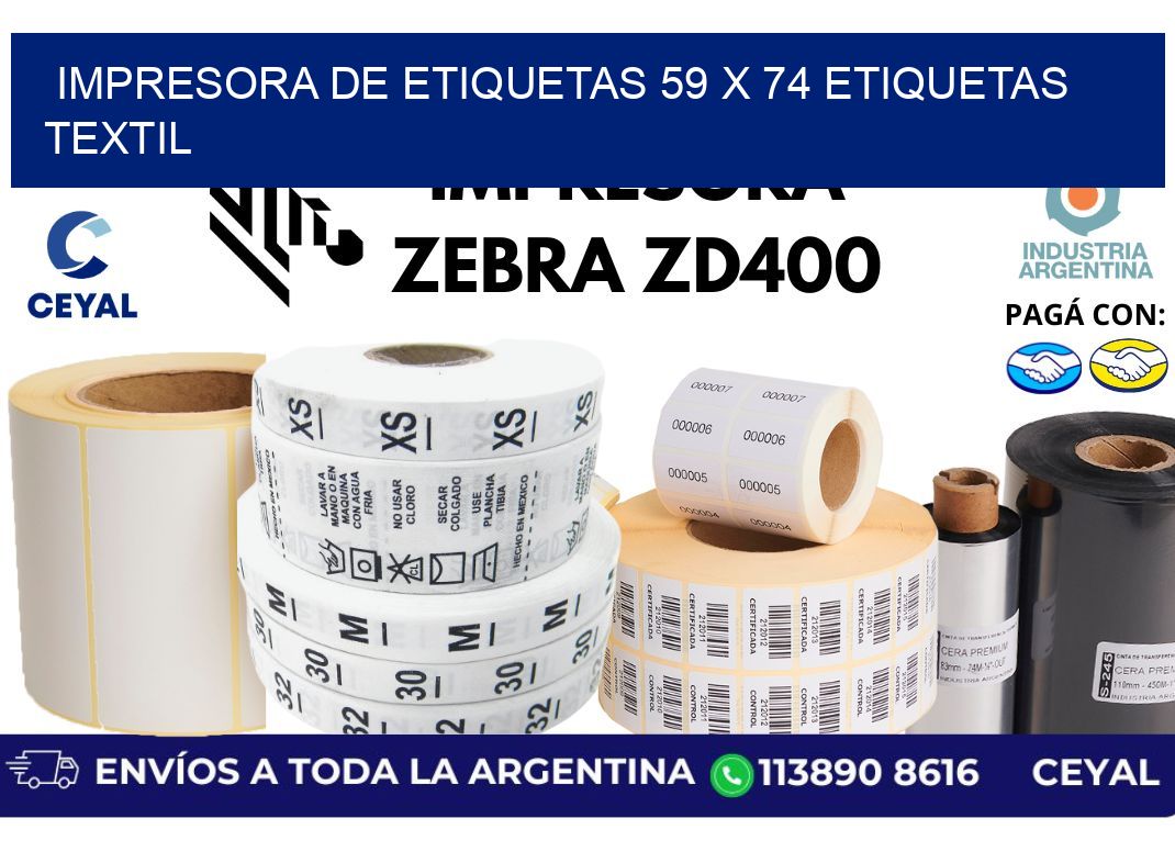 impresora de etiquetas 59 x 74 etiquetas textil