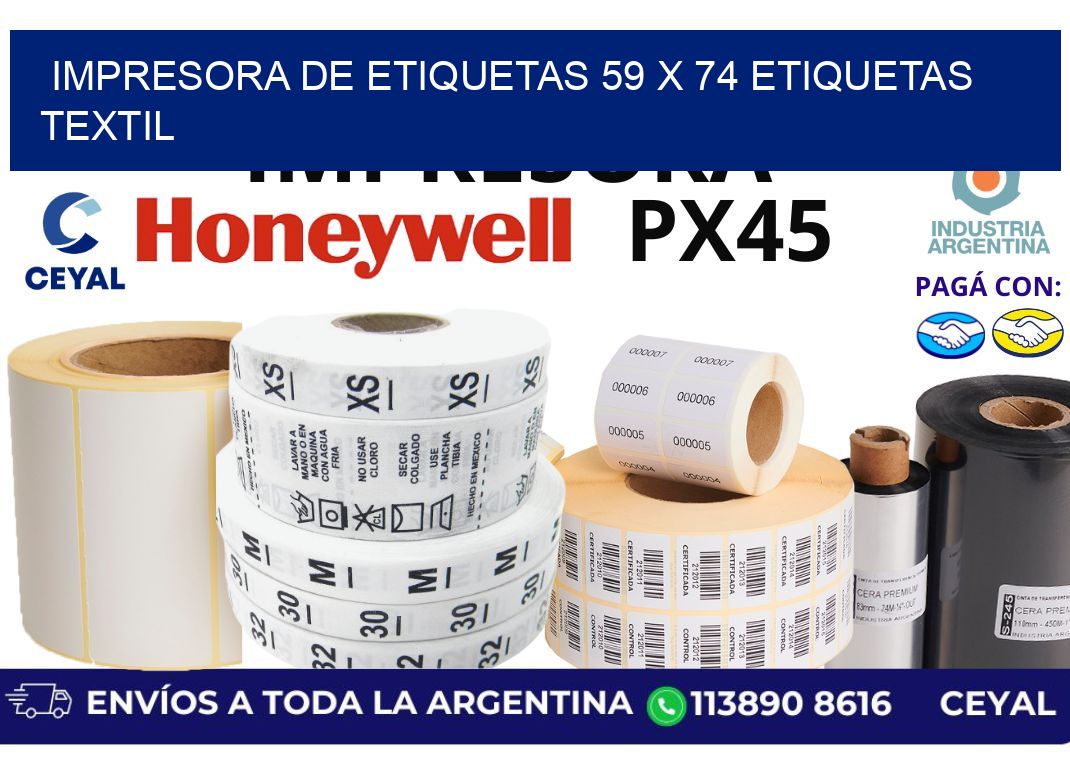 impresora de etiquetas 59 x 74 etiquetas textil