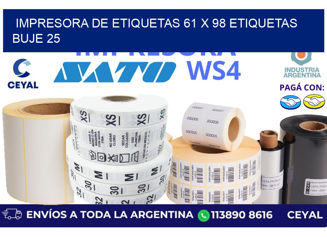 impresora de etiquetas 61 x 98 etiquetas  buje 25