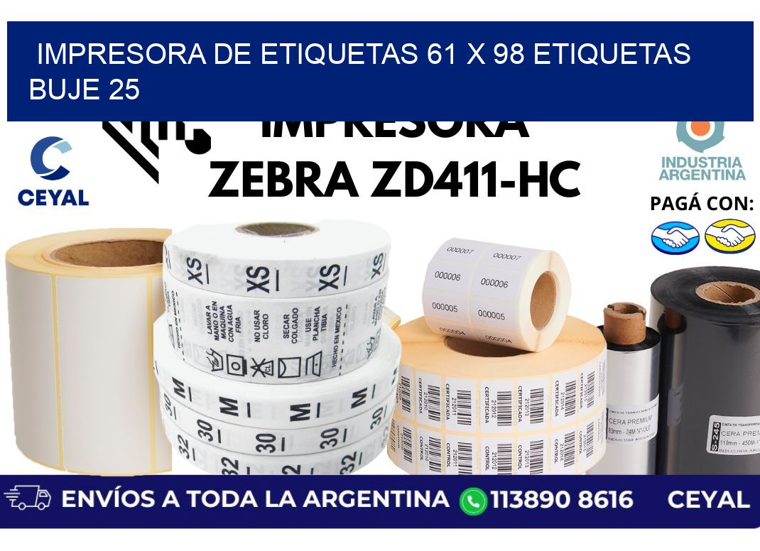 impresora de etiquetas 61 x 98 etiquetas  buje 25