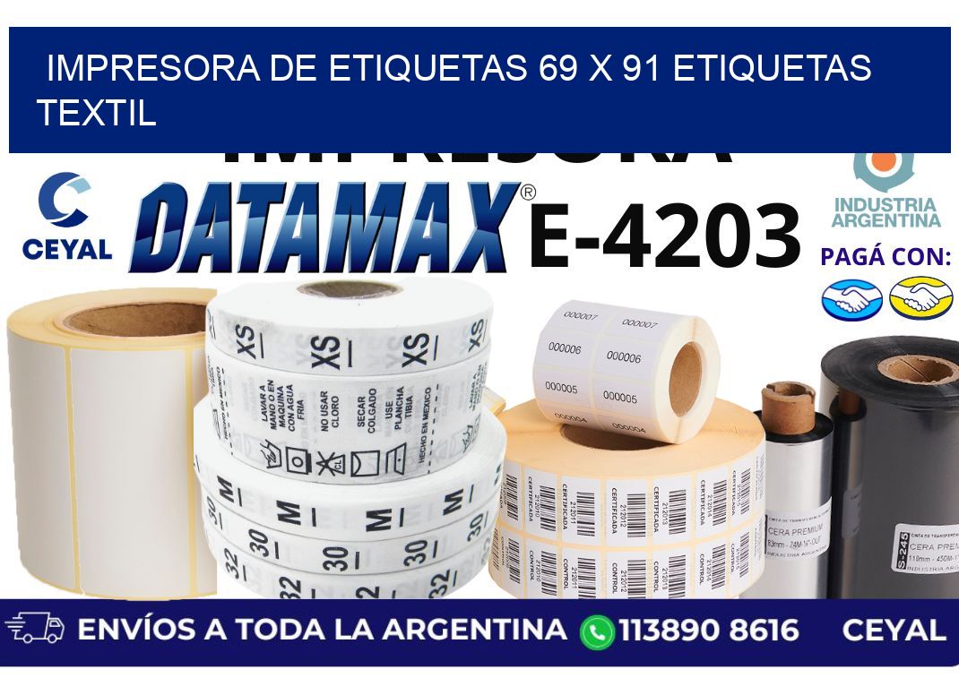 impresora de etiquetas 69 x 91 etiquetas textil