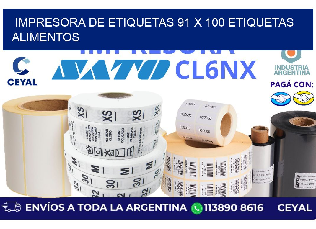 impresora de etiquetas 91 x 100 etiquetas alimentos