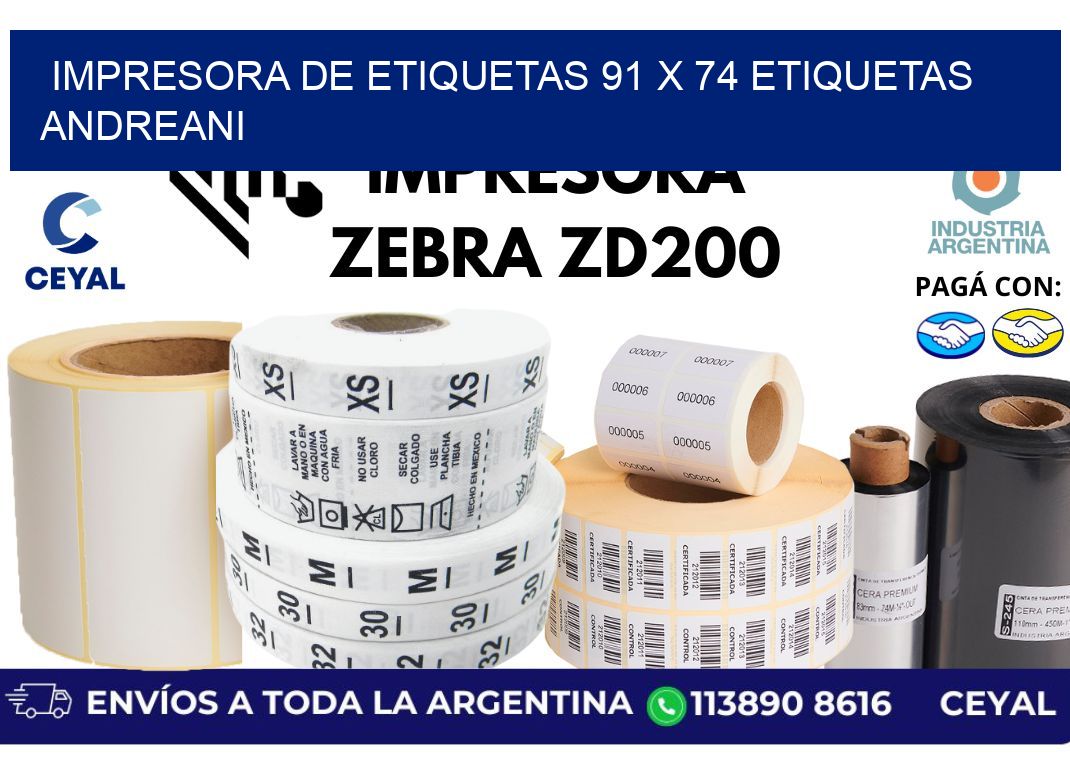 impresora de etiquetas 91 x 74 etiquetas andreani