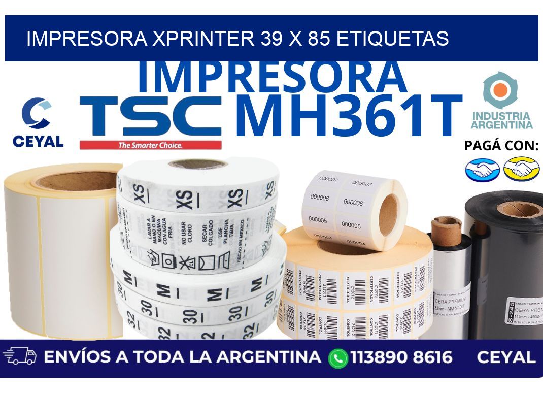 impresora xprinter 39 x 85 etiquetas