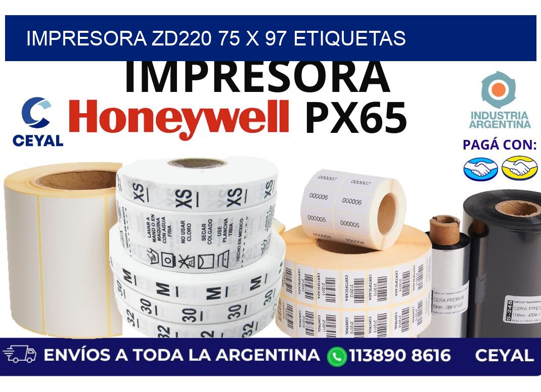 impresora zd220 75 x 97 etiquetas