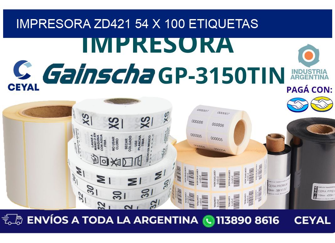 impresora zd421 54 x 100 etiquetas