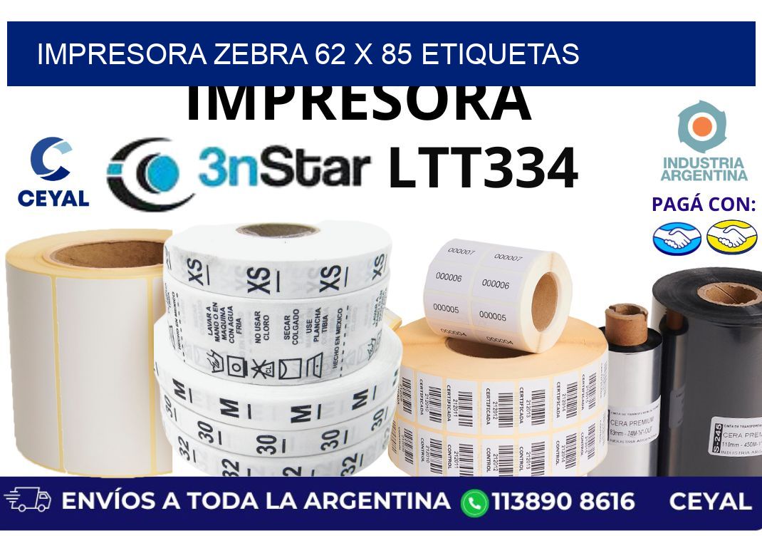 impresora zebra 62 x 85 etiquetas