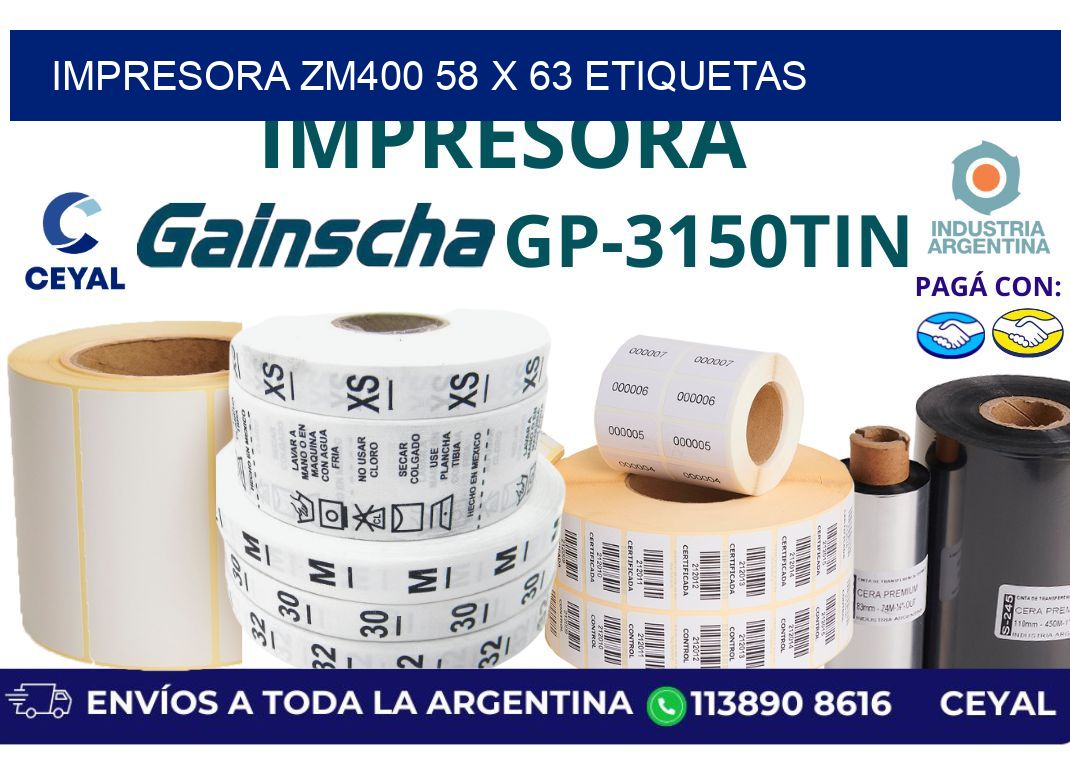 impresora zm400 58 x 63 etiquetas