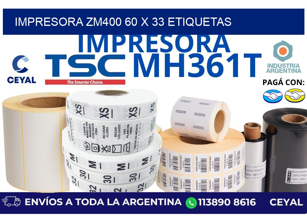 impresora zm400 60 x 33 etiquetas