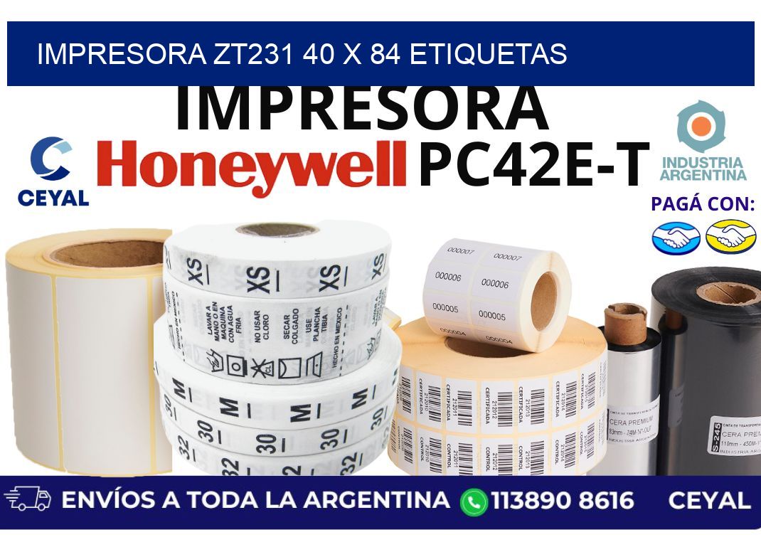 impresora zt231 40 x 84 etiquetas