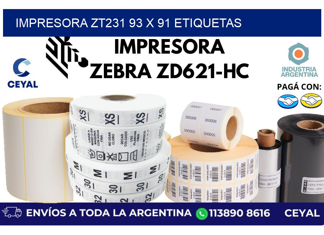 impresora zt231 93 x 91 etiquetas
