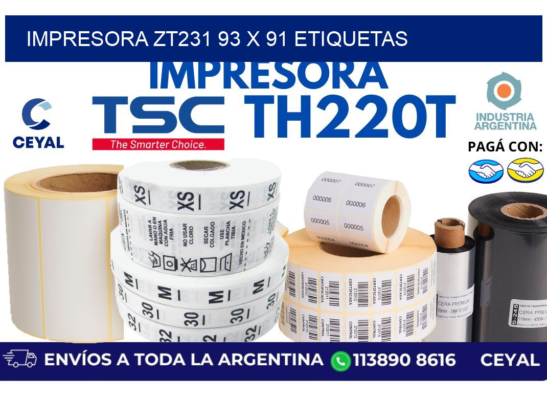 impresora zt231 93 x 91 etiquetas