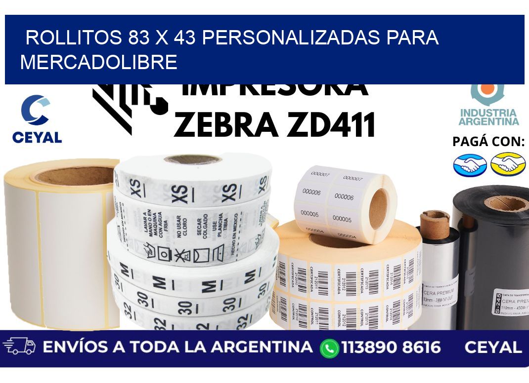 rollitos 83 x 43 personalizadas para mercadolibre