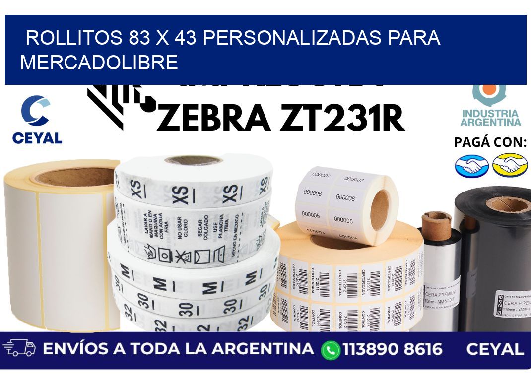 rollitos 83 x 43 personalizadas para mercadolibre