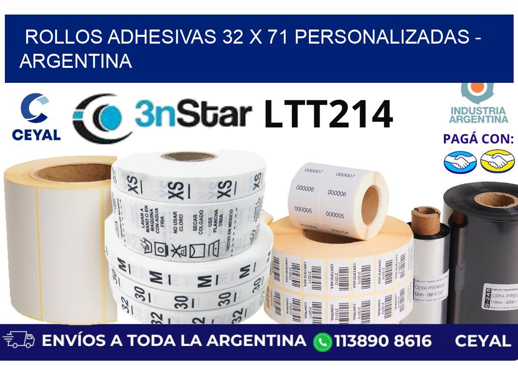 rollos adhesivas 32 x 71 personalizadas - Argentina