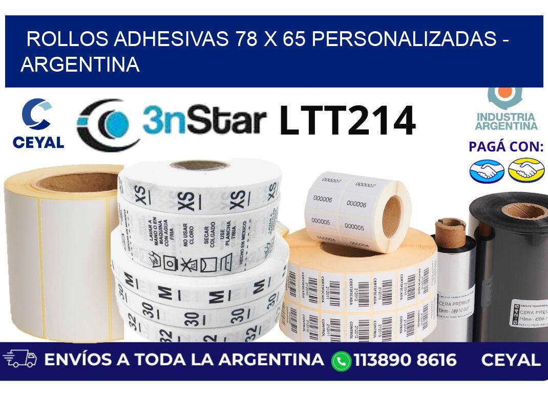 rollos adhesivas 78 x 65 personalizadas - Argentina