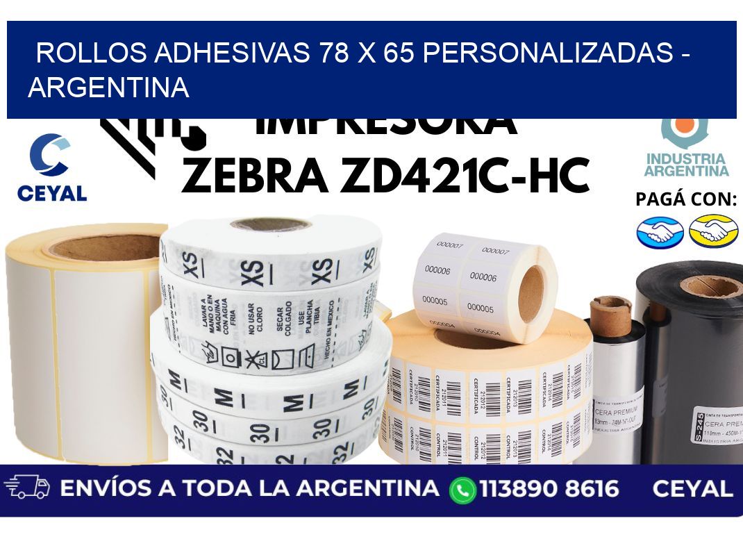 rollos adhesivas 78 x 65 personalizadas - Argentina