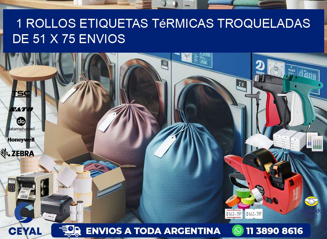 1 Rollos Etiquetas Térmicas Troqueladas De 51 x 75 ENVIOS