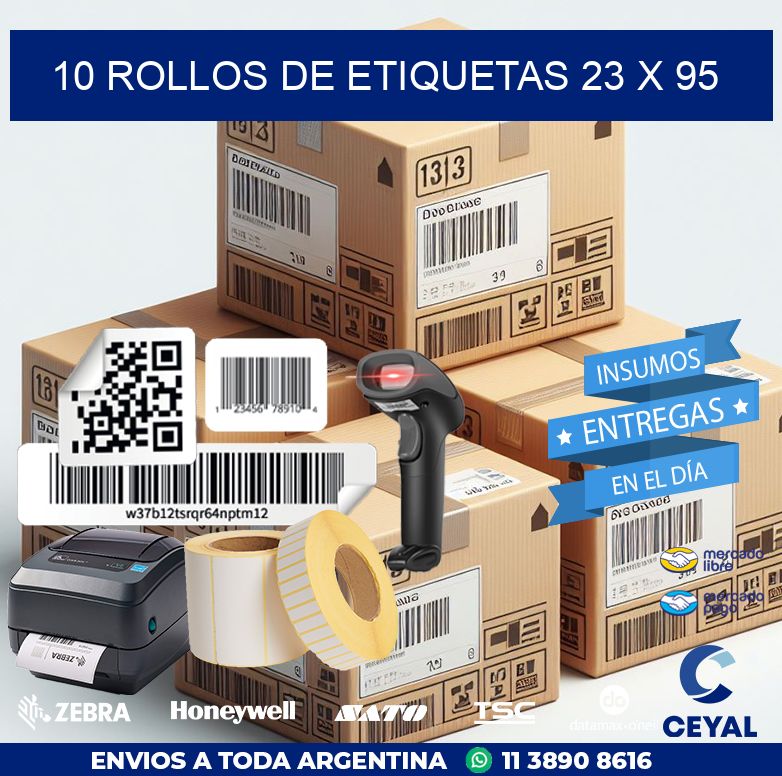 10 ROLLOS DE ETIQUETAS 23 x 95